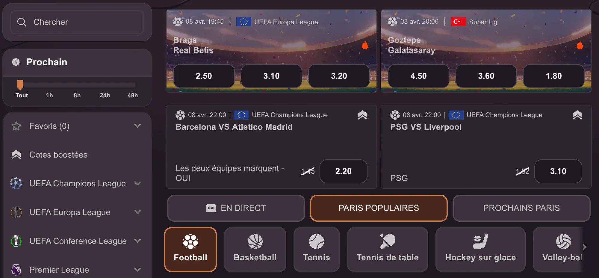 Paris sportifs en ligne et cotes sur Dragonia Casino